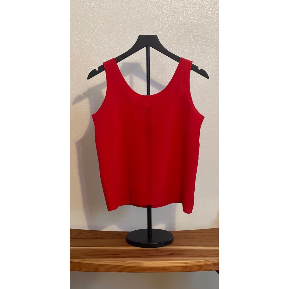 Women's Red Sleeveless Tank Top Scoop Neck Casual Basic Layering Top